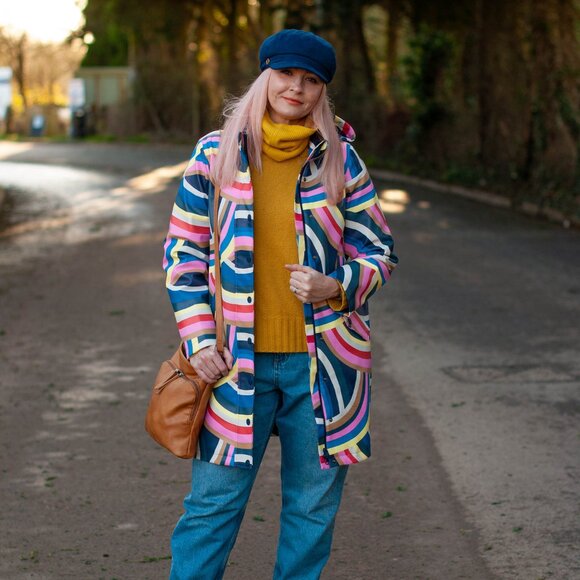 Boden rainbow striped coat raincoat bloggers' favorite size 4 - Picture 14 of 14